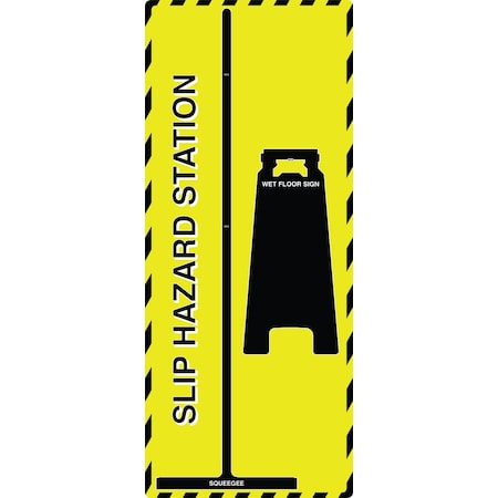 5S Supplies Slip Hazard Station Shadow Board with Squeegee and Wet floor Sign Yellow Board with Black Shadows SLIPHZD-YELLOW / BLACK